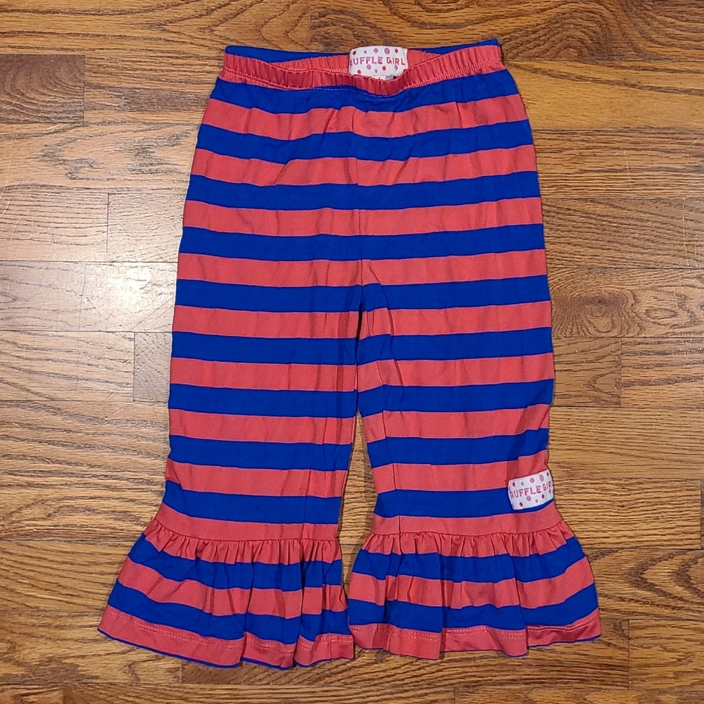 Girls Striped Ruffle Girl Pants Size 7